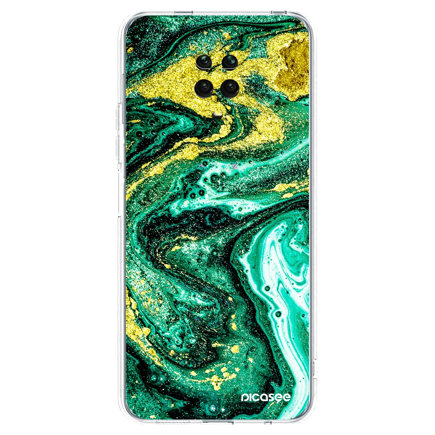 Picasee silikonski prozorni ovitek za Xiaomi Redmi Note 9 Pro - Green Gold