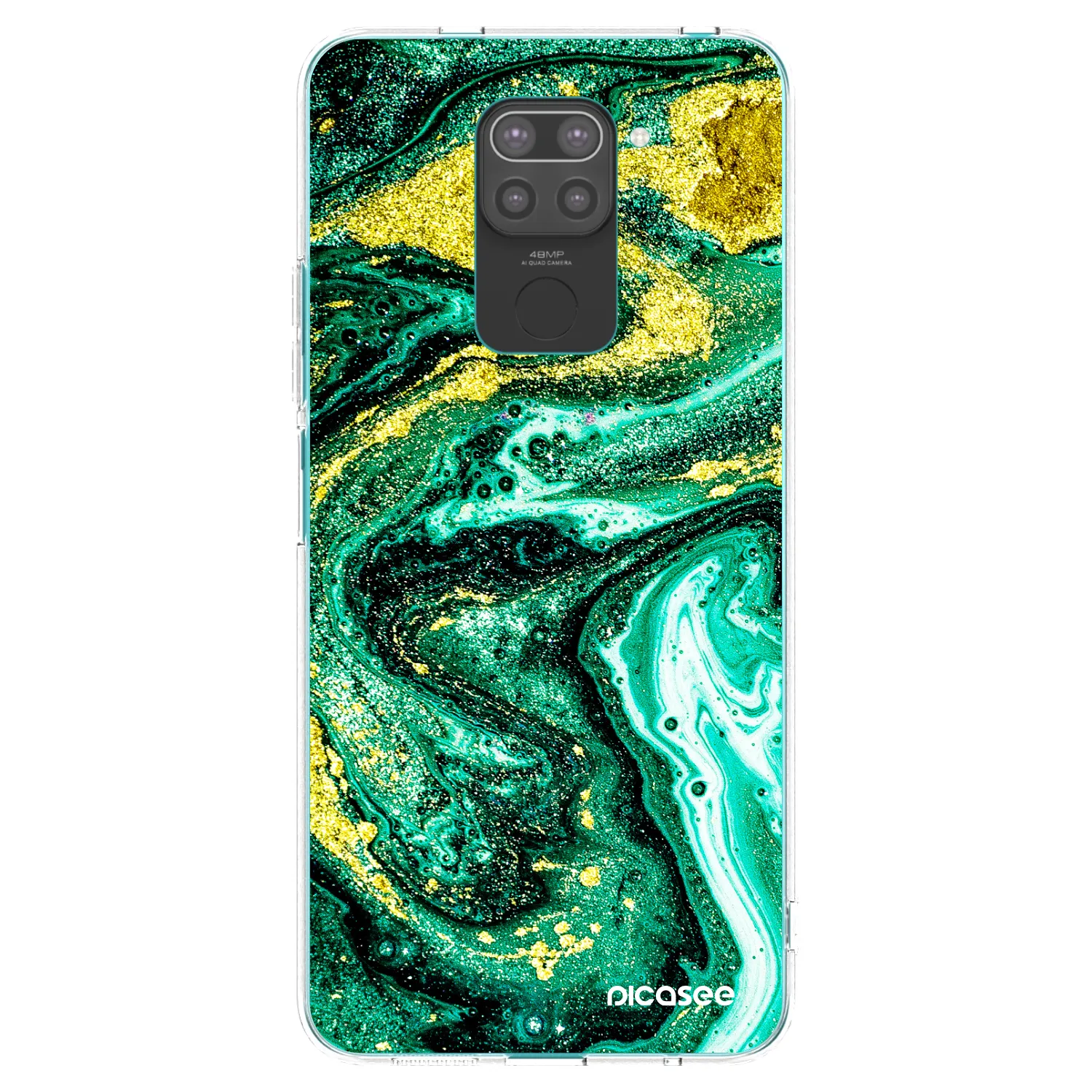 Picasee silikonski črni ovitek za Xiaomi Redmi Note 9 - Green Gold