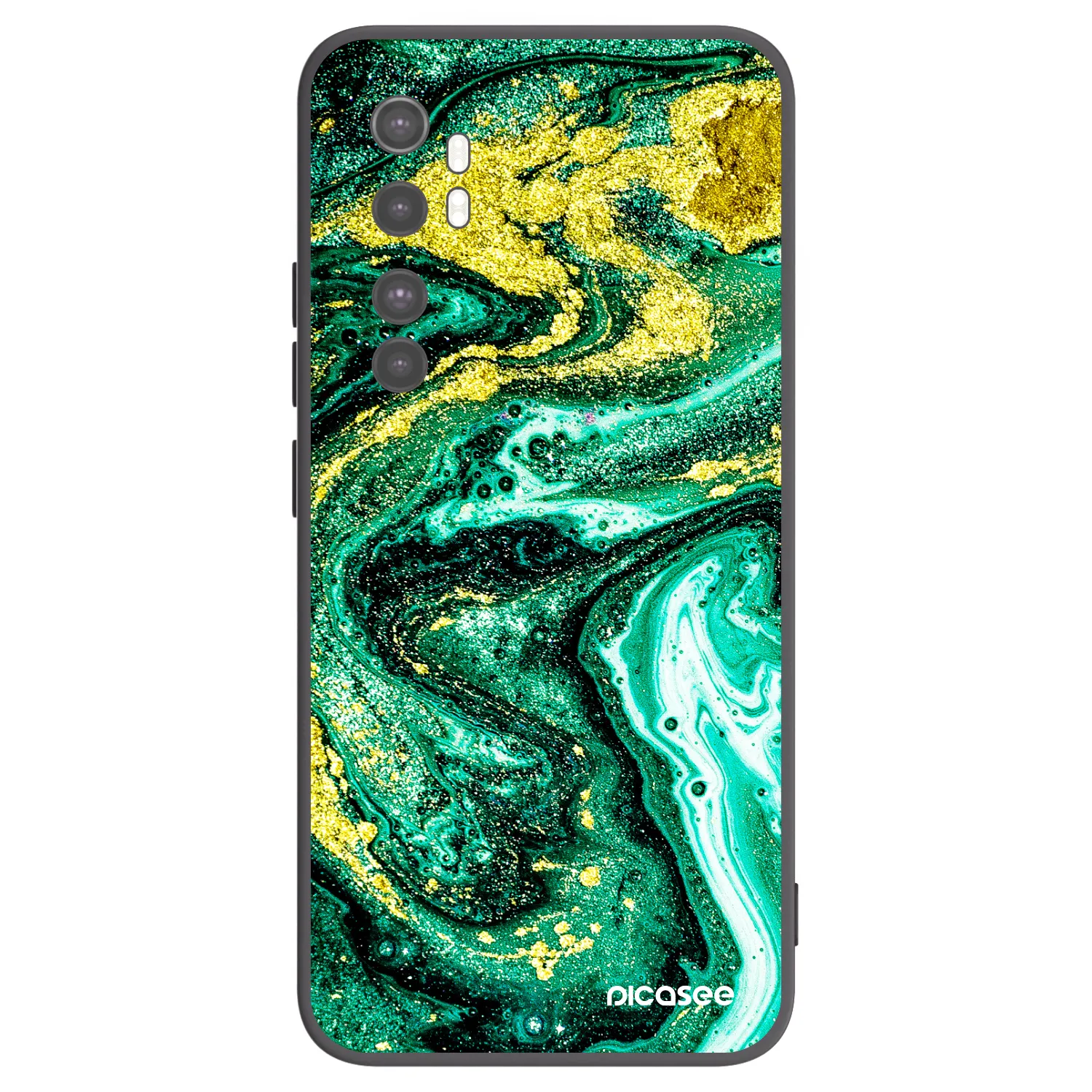 Picasee silikonski črni ovitek za Xiaomi Mi Note 10 Lite - Green Gold