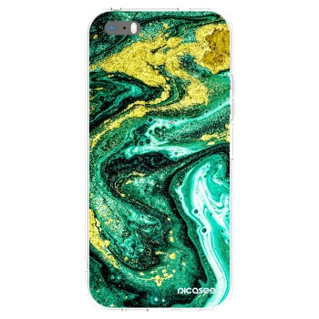 Picasee silikonski prozorni ovitek za Apple iPhone 5/5S/SE - Green Gold