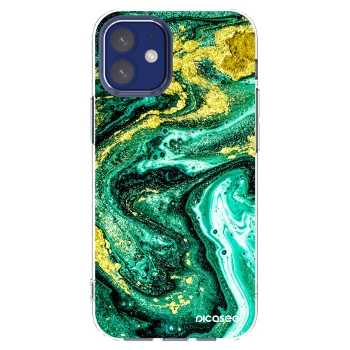 Picasee silikonski prozorni ovitek za Apple iPhone 12 mini - Green Gold