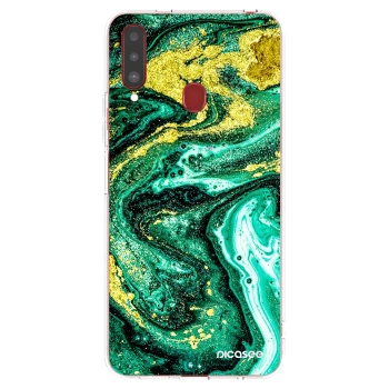 Picasee silikonski prozorni ovitek za Samsung Galaxy A20s - Green Gold