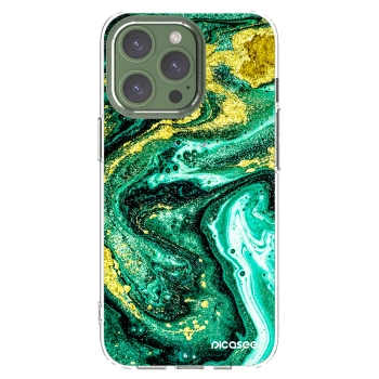 Picasee silikonski prozorni ovitek za Apple iPhone 13 Pro - Green Gold