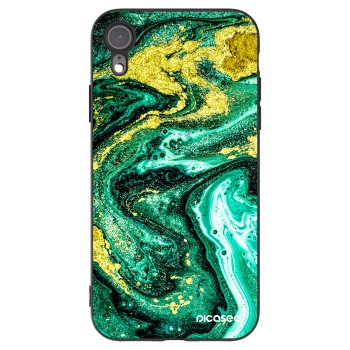 Picasee silikonski črni ovitek za Apple iPhone XR - Green Gold