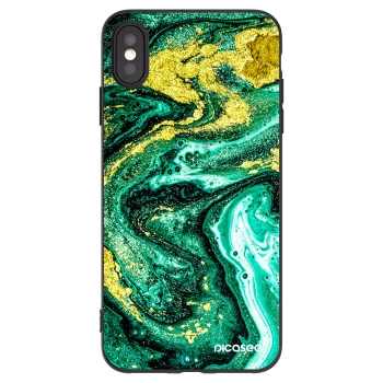 Picasee silikonski črni ovitek za Apple iPhone XS Max - Green Gold