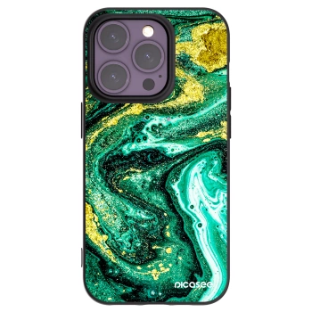Picasee silikonski črni ovitek za Apple iPhone 14 Pro - Green Gold