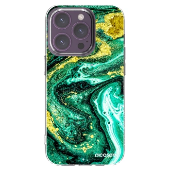 Picasee silikonski prozorni ovitek za Apple iPhone 14 Pro - Green Gold