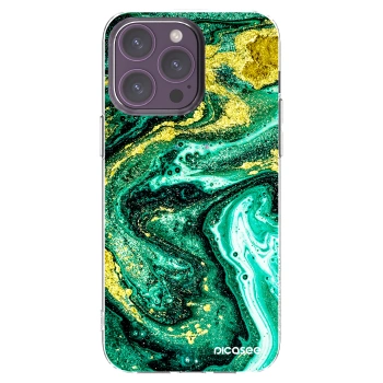 Picasee silikonski prozorni ovitek za Apple iPhone 14 Pro Max - Green Gold