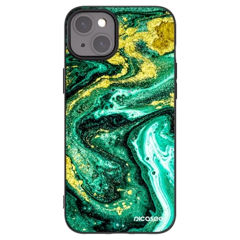 Picasee silikonski črni ovitek za Apple iPhone 15 Plus - Green Gold