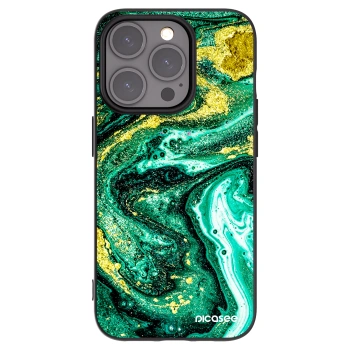 Picasee silikonski črni ovitek za Apple iPhone 15 Pro - Green Gold