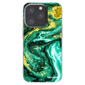 Picasee silikonski prozorni ovitek za Apple iPhone 15 Pro - Green Gold