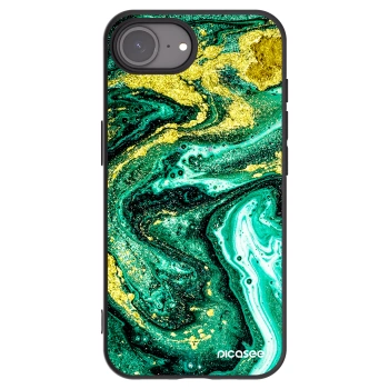 Picasee silikonski črni ovitek za Apple iPhone 16e - Green Gold
