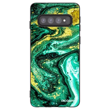 Picasee silikonski črni ovitek za Samsung Galaxy S10 G973 - Green Gold