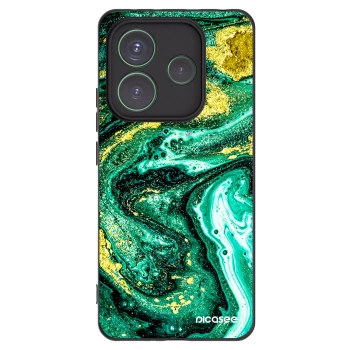 Picasee silikonski črni ovitek za Xiaomi Redmi Note 14 5G - Green Gold