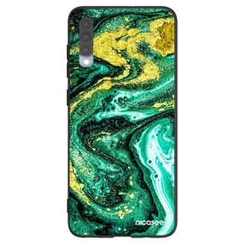 Picasee silikonski črni ovitek za Samsung Galaxy A70 A705F - Green Gold