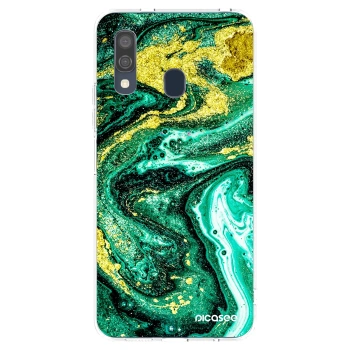 Picasee silikonski prozorni ovitek za Samsung Galaxy A40 A405F - Green Gold