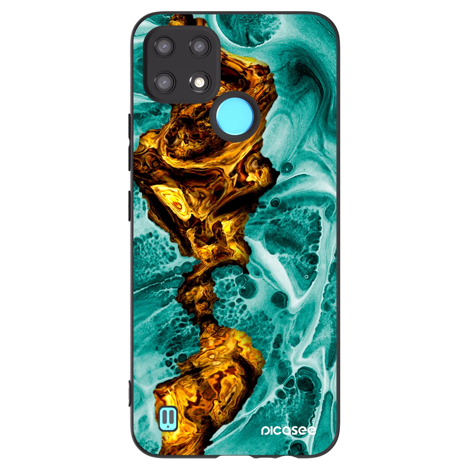 Picasee silikonski črni ovitek za Realme C21 - Goldsky
