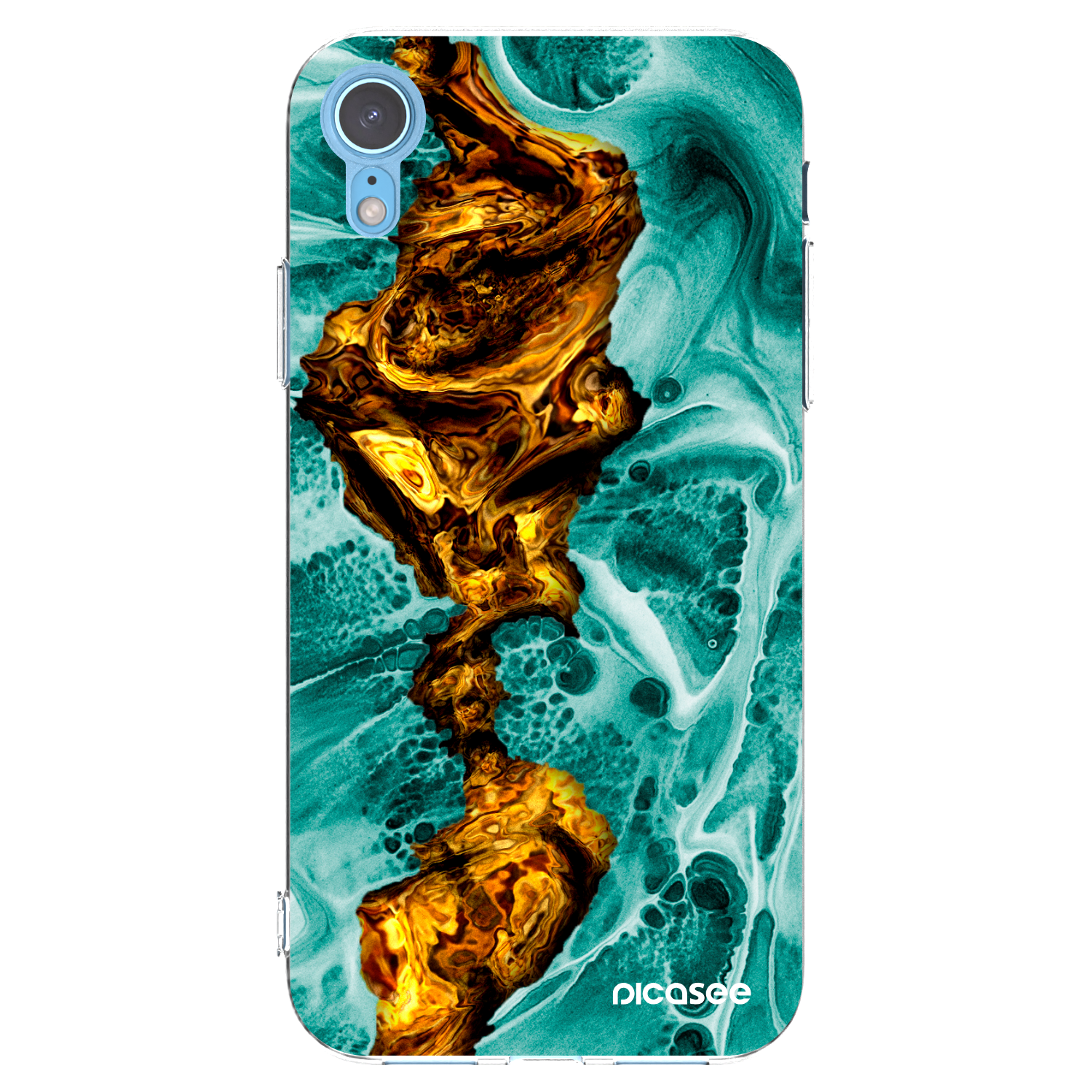 Picasee silikonski prozorni ovitek za Apple iPhone XR - Goldsky