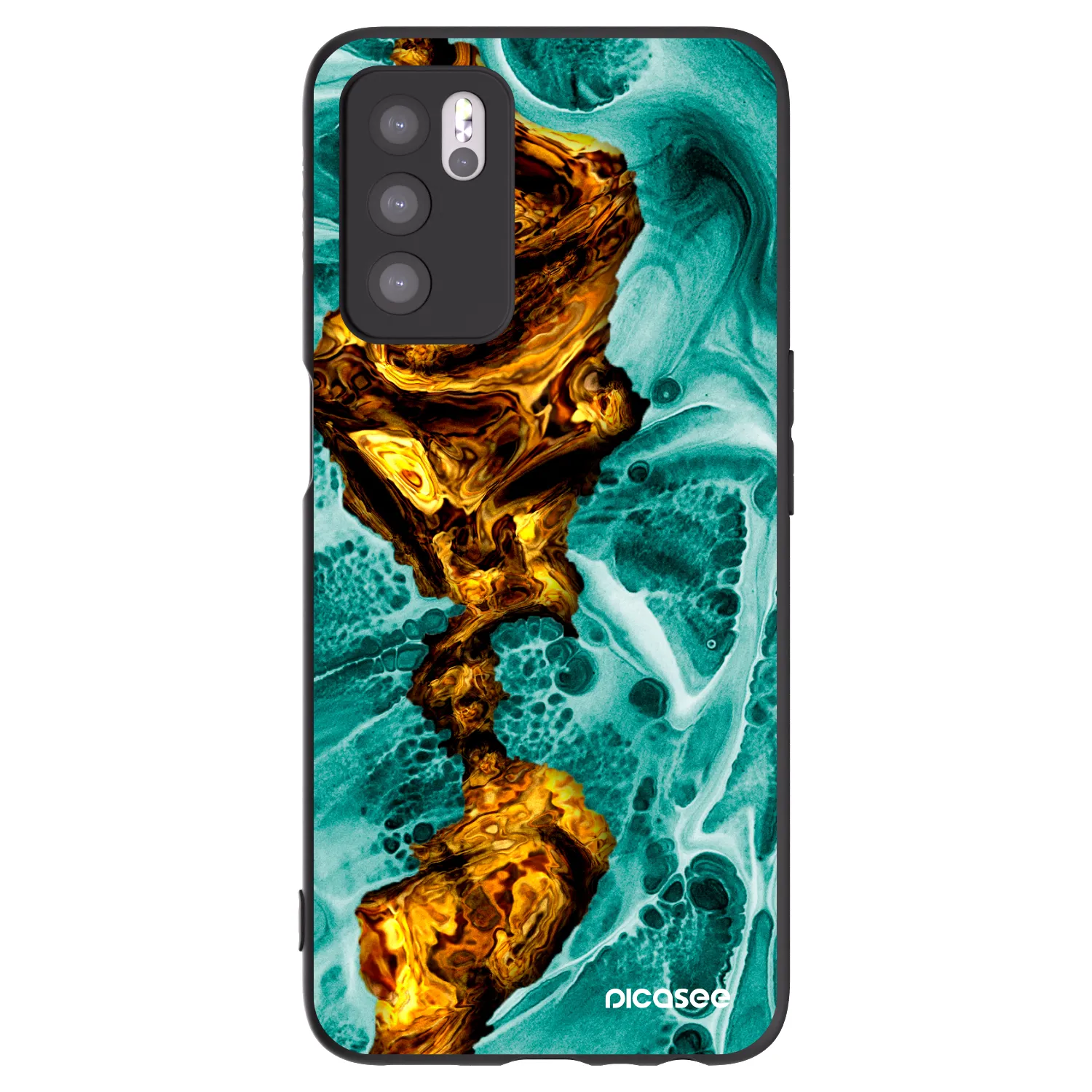 Picasee silikonski črni ovitek za OPPO A16s - Goldsky