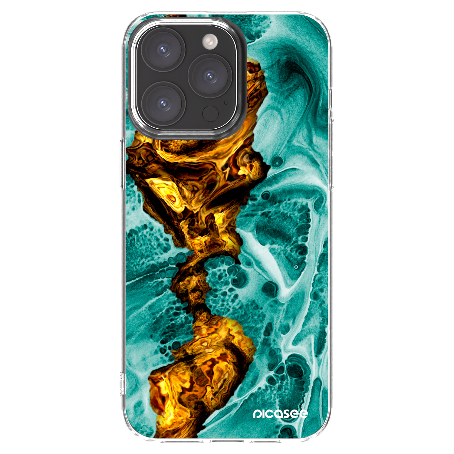 Picasee silikonski prozorni ovitek za Apple iPhone 15 Pro Max - Goldsky
