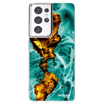 Picasee silikonski prozorni ovitek za Samsung Galaxy S21 Ultra 5G G998B - Goldsky