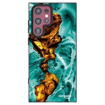 Picasee silikonski črni ovitek za Samsung Galaxy S22 Ultra 5G - Goldsky