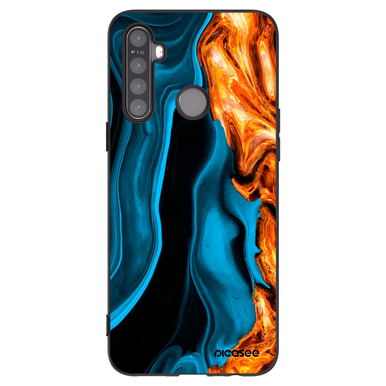 Picasee silikonski črni ovitek za Realme 5 - Gold blue