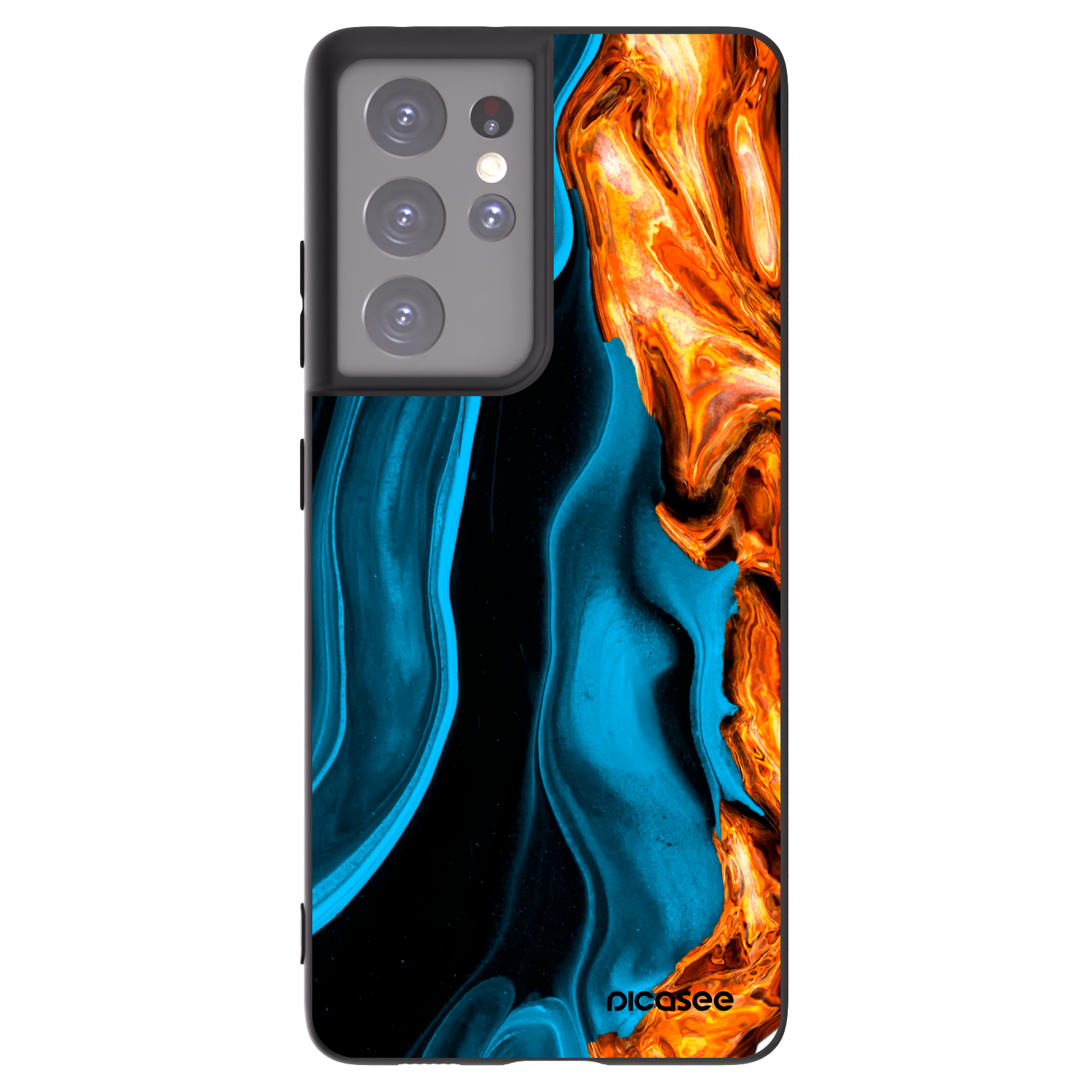 Picasee silikonski črni ovitek za Samsung Galaxy S21 Ultra 5G G998B - Gold blue