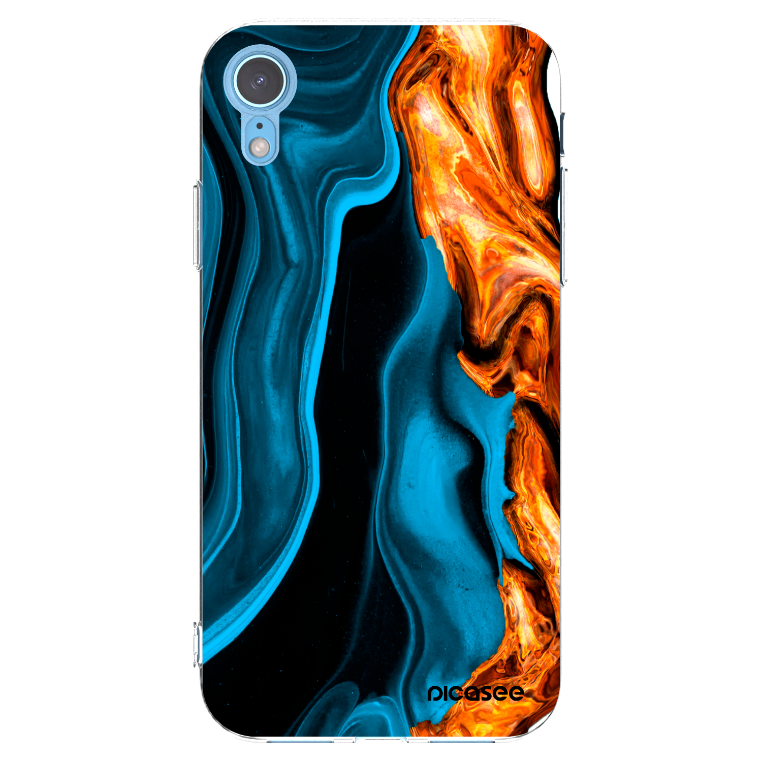Picasee silikonski prozorni ovitek za Apple iPhone XR - Gold blue