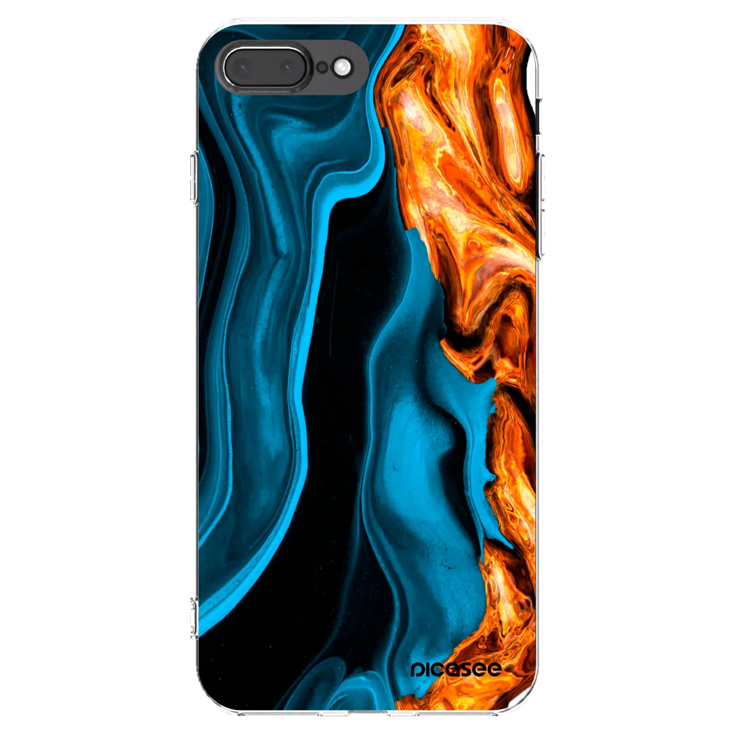 Picasee silikonski prozorni ovitek za Apple iPhone 7 Plus - Gold blue