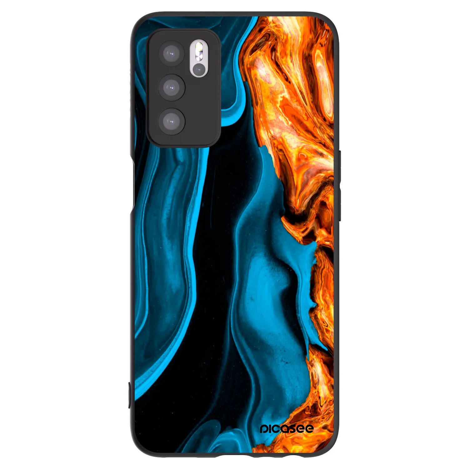 Picasee silikonski črni ovitek za OPPO A16s - Gold blue