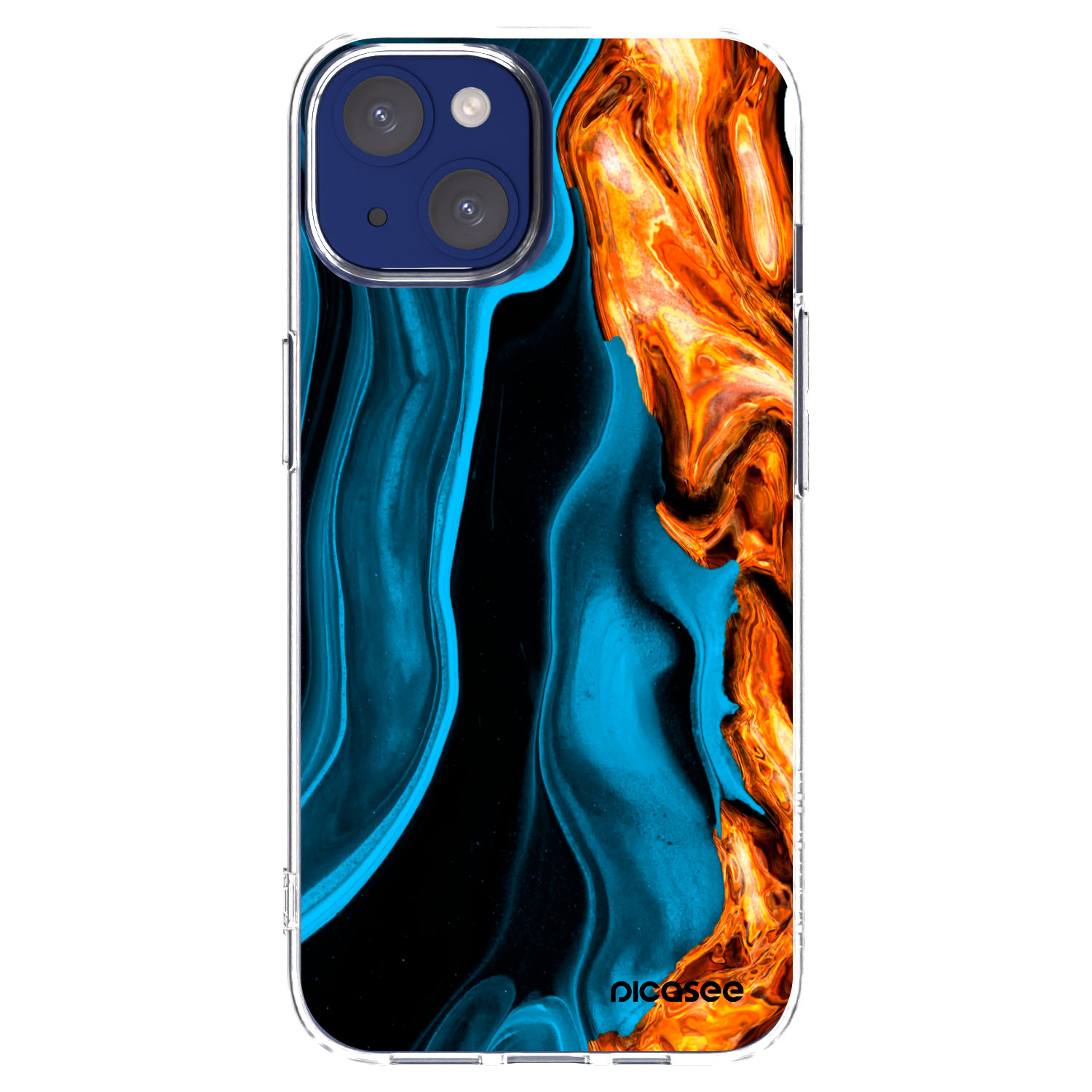 Picasee silikonski prozorni ovitek za Apple iPhone 14 - Gold blue