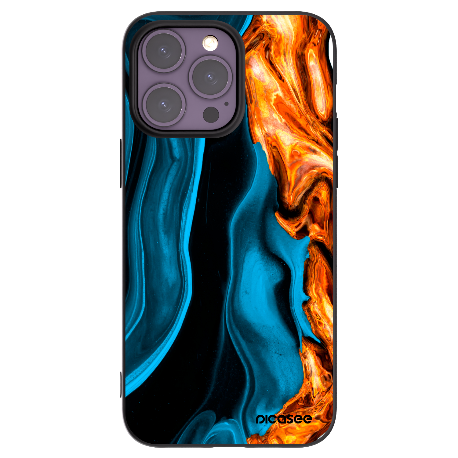 Picasee silikonski črni ovitek za Apple iPhone 14 Pro Max - Gold blue
