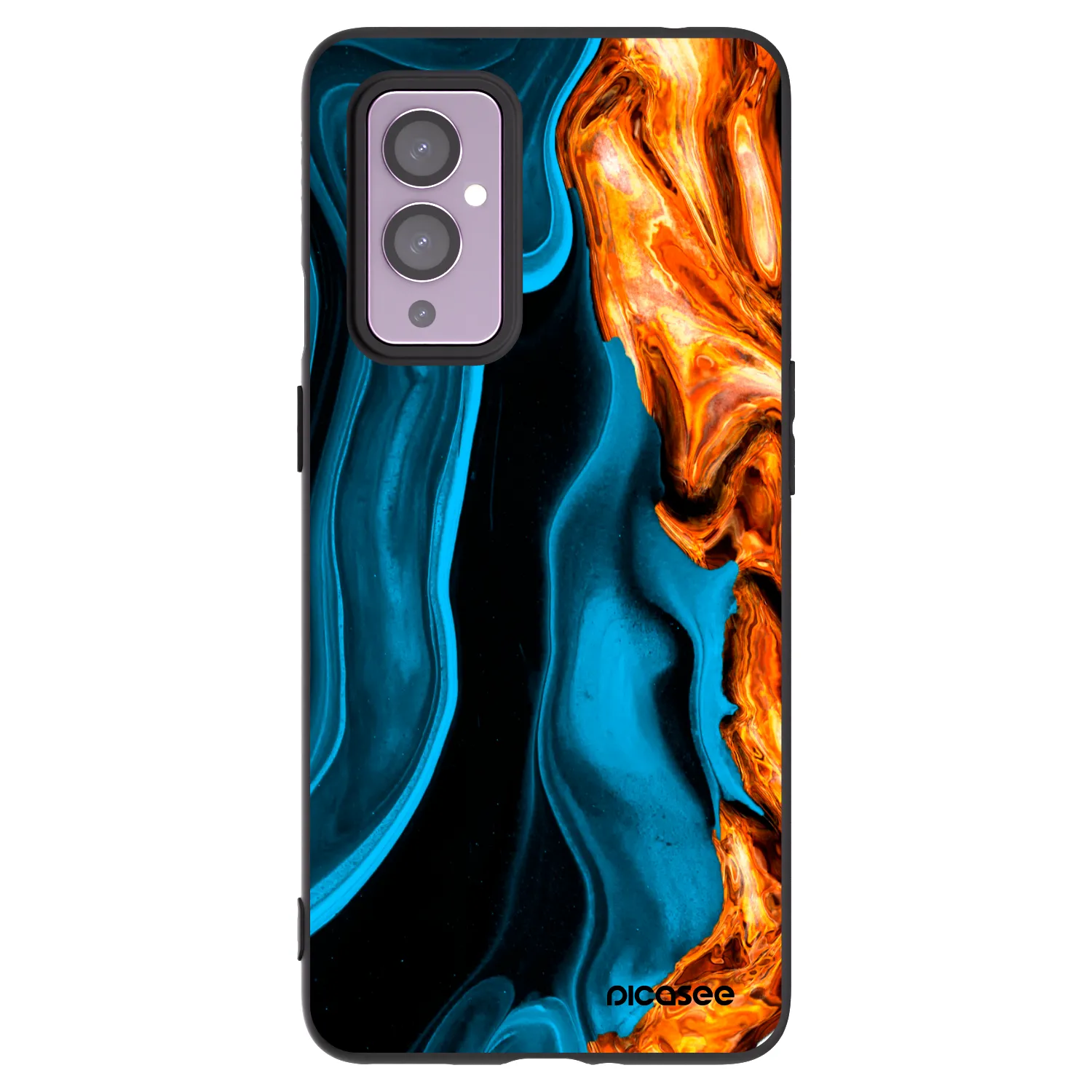 Picasee silikonski črni ovitek za OnePlus 9 - Gold blue