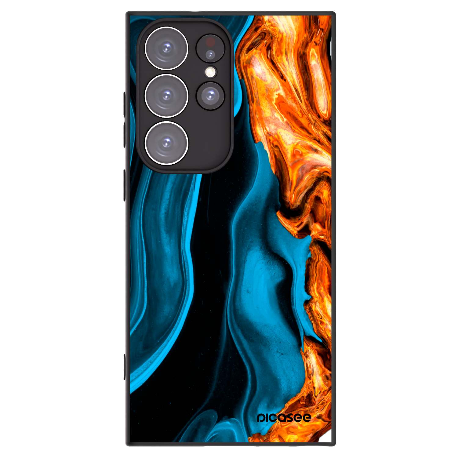 Picasee silikonski črni ovitek za Samsung Galaxy S23 Ultra 5G - Gold blue