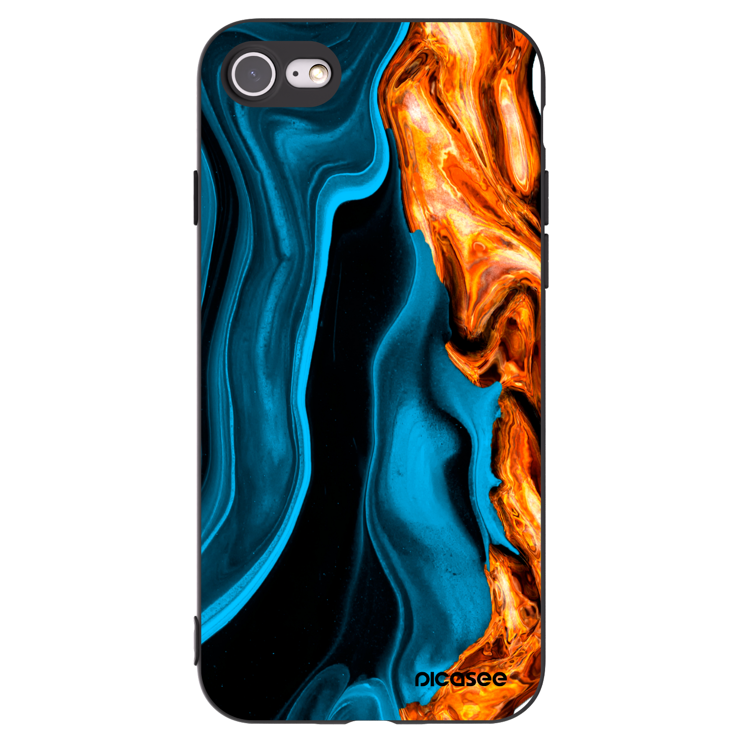 Picasee silikonski črni ovitek za Apple iPhone 7 - Gold blue