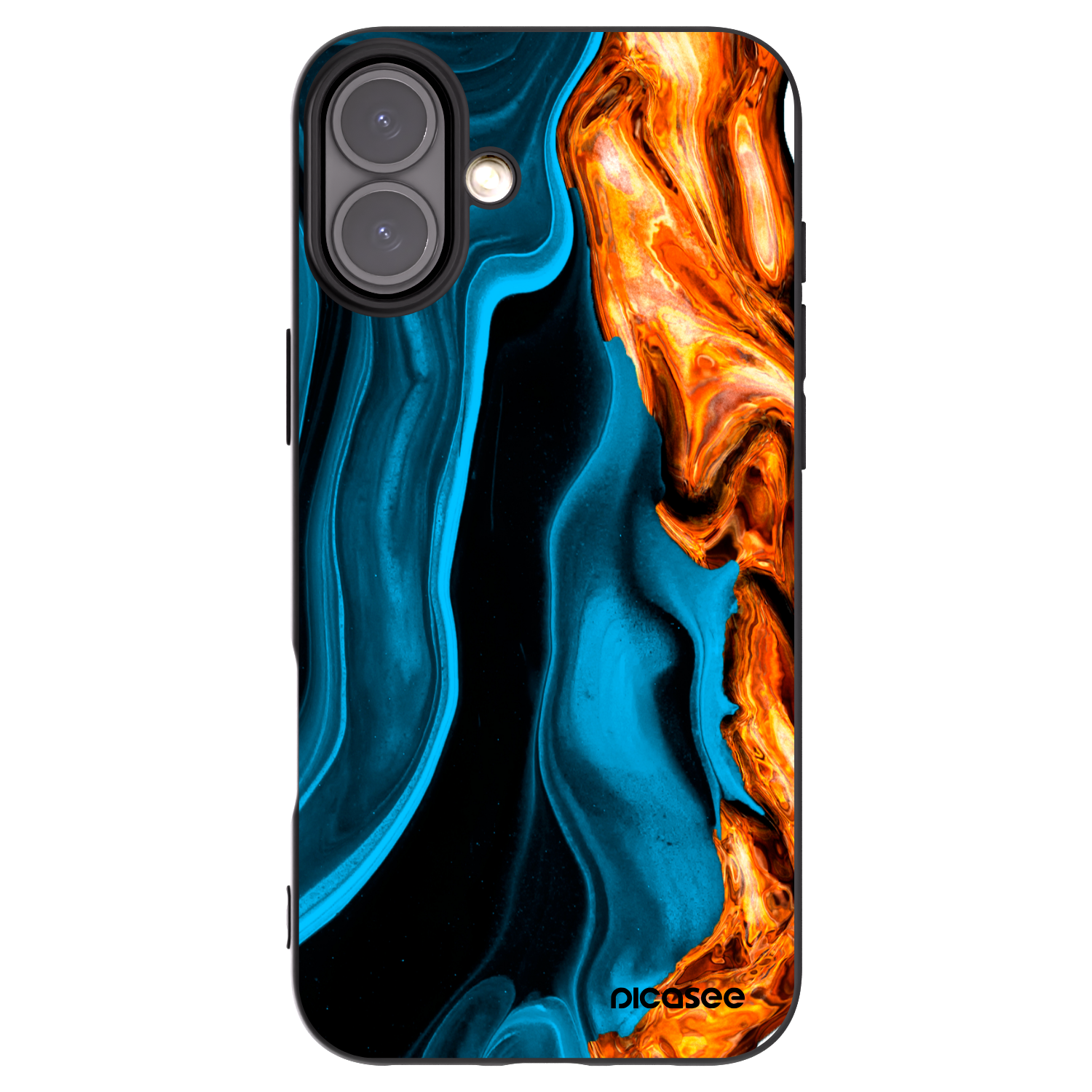 Picasee silikonski črni ovitek za Apple iPhone 16 Plus - Gold blue