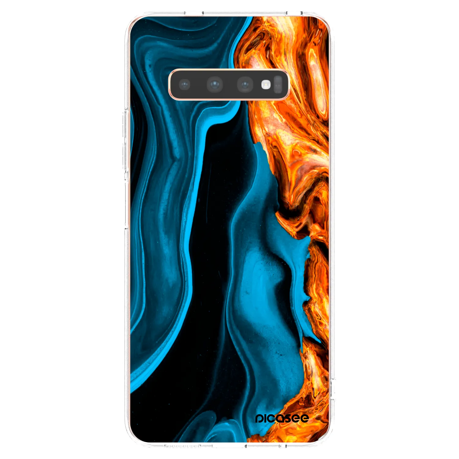 Picasee silikonski prozorni ovitek za Samsung Galaxy S10 Plus G975 - Gold blue