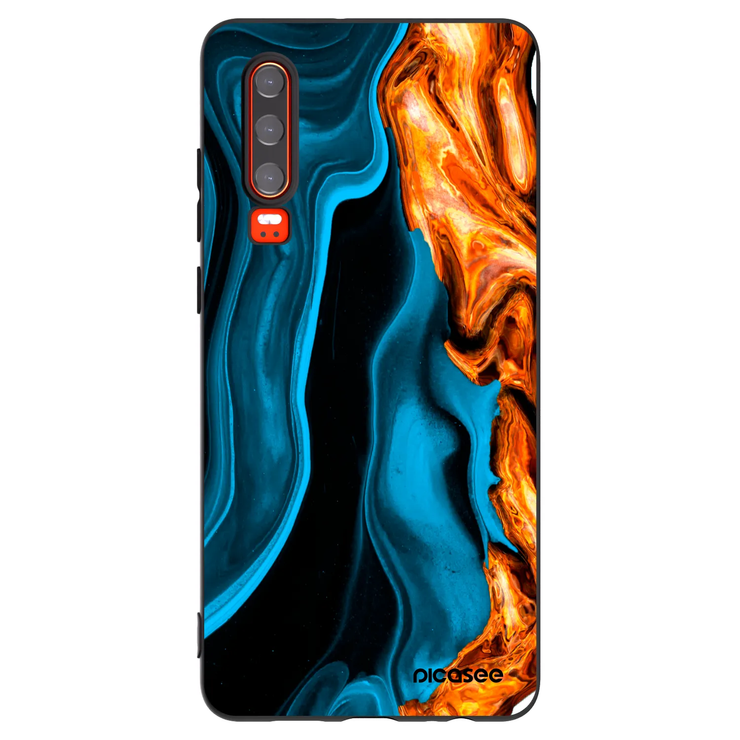 Picasee silikonski črni ovitek za Huawei P30 - Gold blue