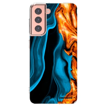 Picasee silikonski prozorni ovitek za Samsung Galaxy S21 5G G991B - Gold blue