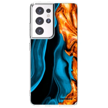 Picasee silikonski prozorni ovitek za Samsung Galaxy S21 Ultra 5G G998B - Gold blue