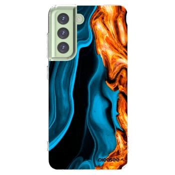 Picasee silikonski prozorni ovitek za Samsung Galaxy S21 FE 5G - Gold blue