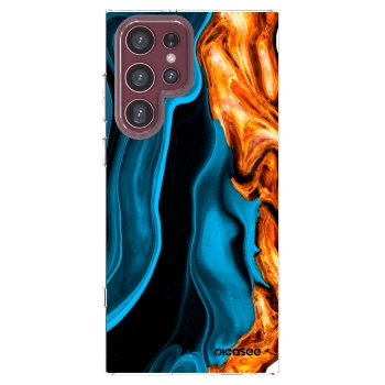 Picasee silikonski prozorni ovitek za Samsung Galaxy S22 Ultra 5G - Gold blue