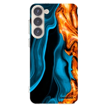 Picasee silikonski prozorni ovitek za Samsung Galaxy S23+ 5G - Gold blue