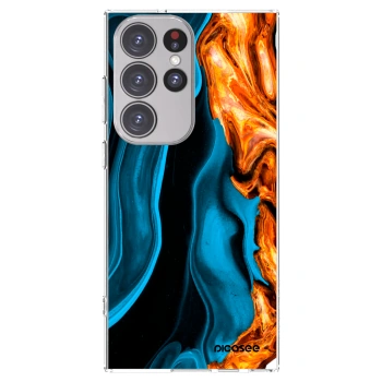 Picasee silikonski prozorni ovitek za Samsung Galaxy S23 Ultra 5G - Gold blue