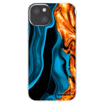 Picasee silikonski prozorni ovitek za Apple iPhone 15 Plus - Gold blue