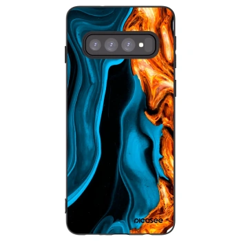 Picasee silikonski črni ovitek za Samsung Galaxy S10 G973 - Gold blue
