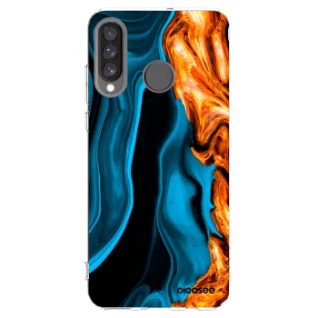 Picasee silikonski prozorni ovitek za Huawei P30 Lite - Gold blue