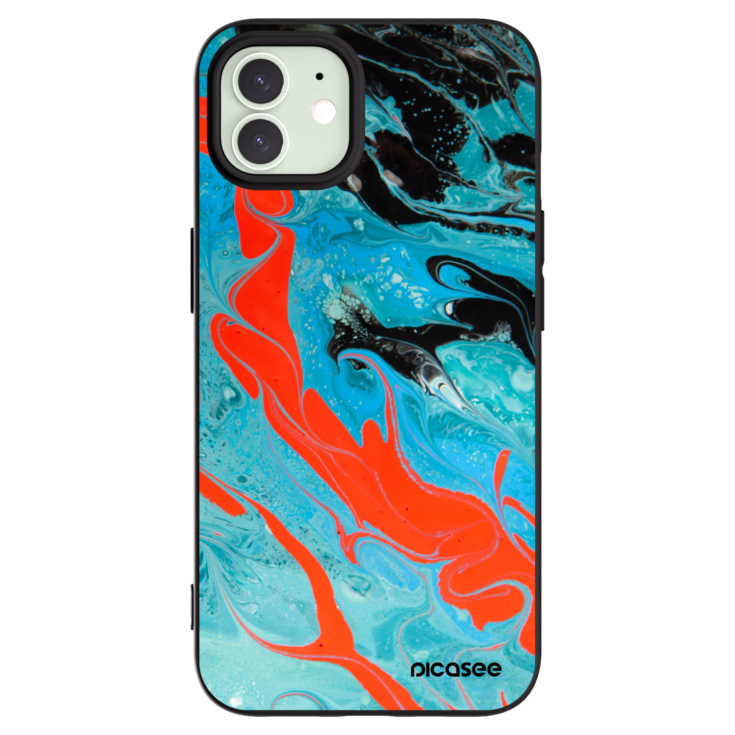 Picasee silikonski črni ovitek za Apple iPhone 12 - Blue Magma