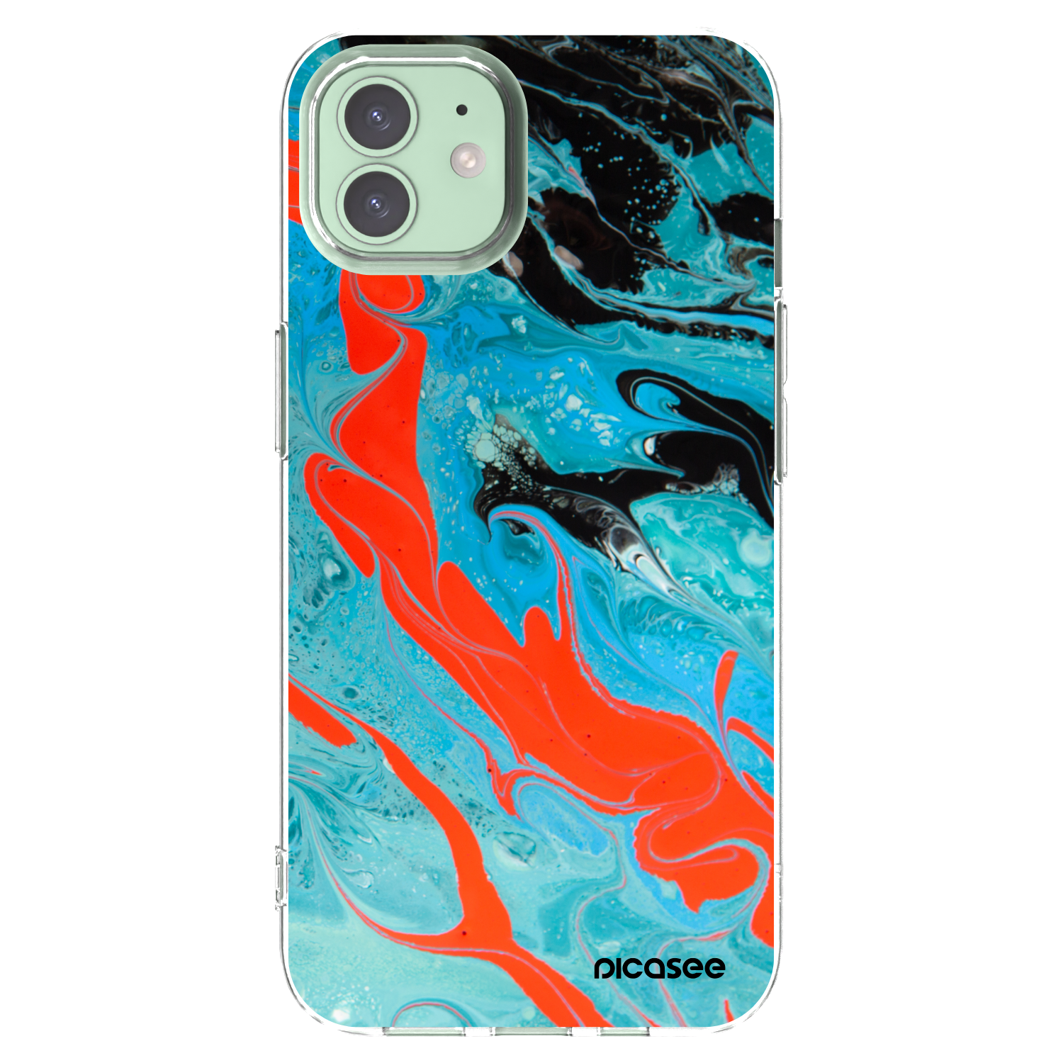 Picasee silikonski prozorni ovitek za Apple iPhone 12 - Blue Magma